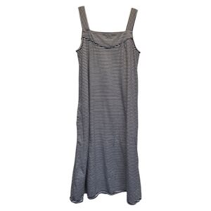 A.P.C. Blue Striped Sleeveless Square Neck Midi Sundress - Size S